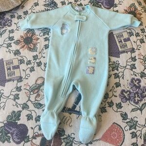 3/$15 SALE CARTERS LIGHT BLUE ONESIE FOOTIES BEAR DETAIL SIZE 6M